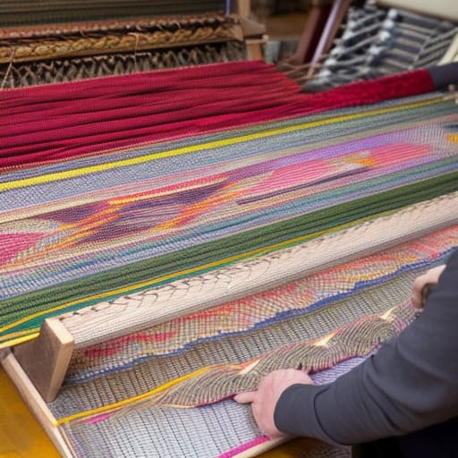 Weaving carpets by hand