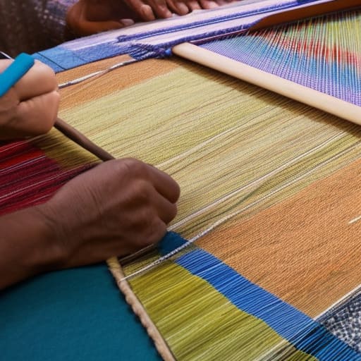 Weaving carpets by hand