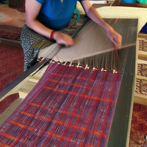 Weaving carpets by hand